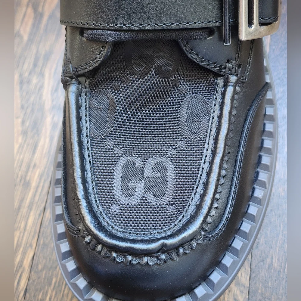 $1600 Brand New Gucci Sierra Calf Men's Boots Nylon GG Sz G 7 US 7.5